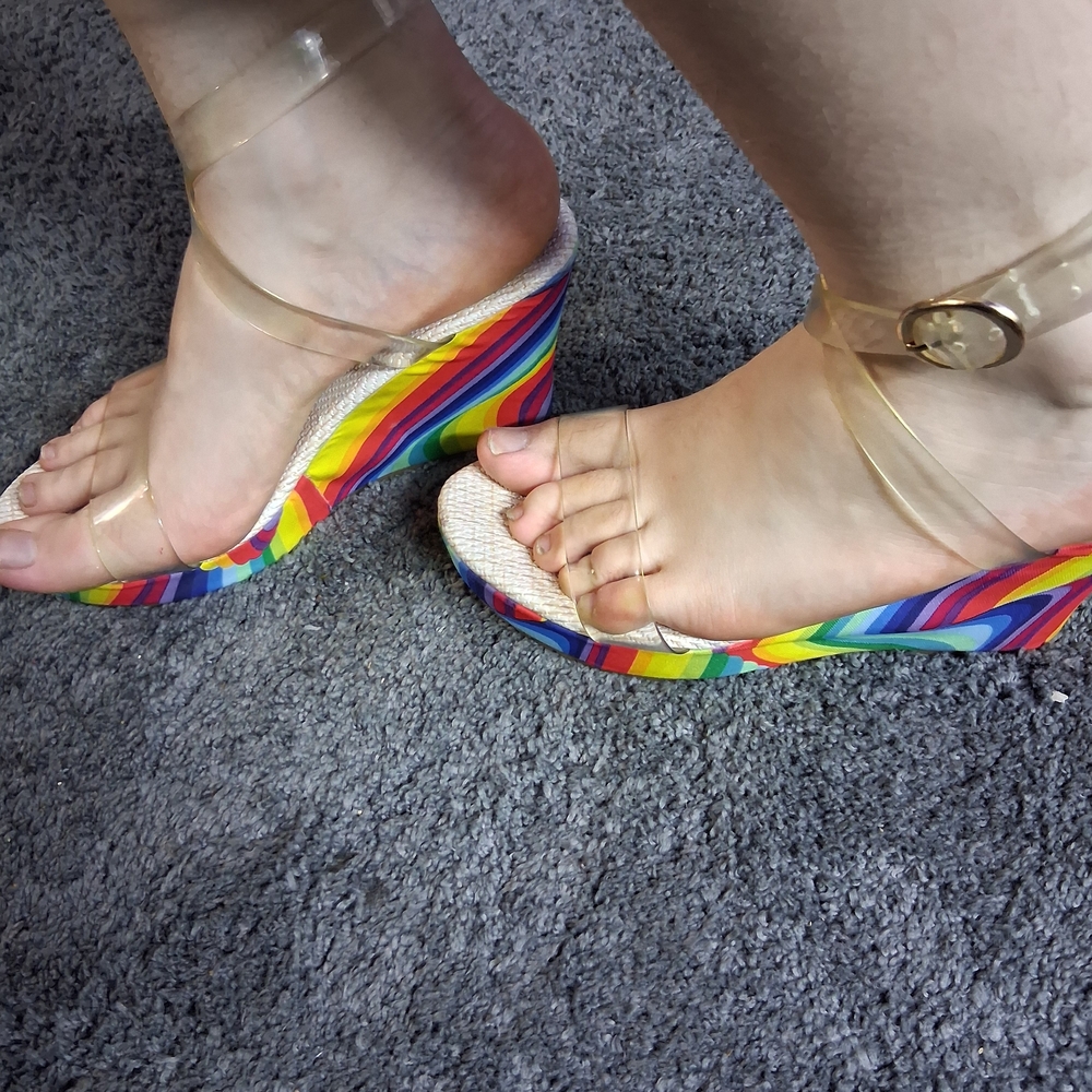 Colorful Rainbow Wedge Sandals